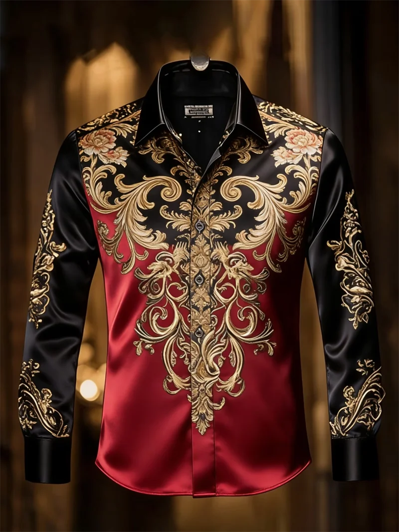New 11 color men's 3D printed long sleeved shirt with high-quality and casual long sleeved collar top