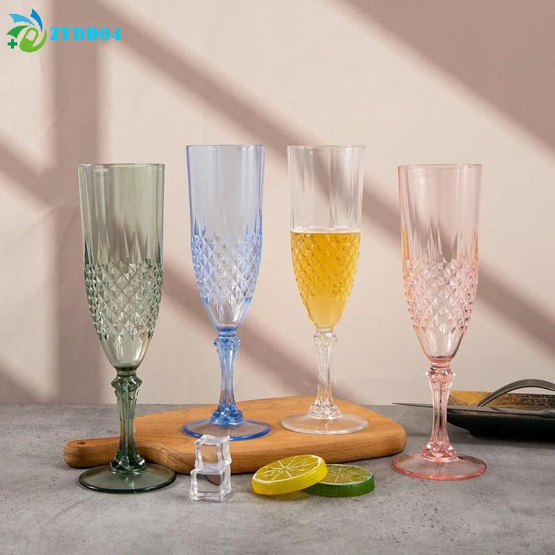 ●1Pcs Transparent Champagne Goblet High Legged Wine Glasses Cocktail Red Wine Brandy Glasses Drinkware Party Bar Wedding Gift