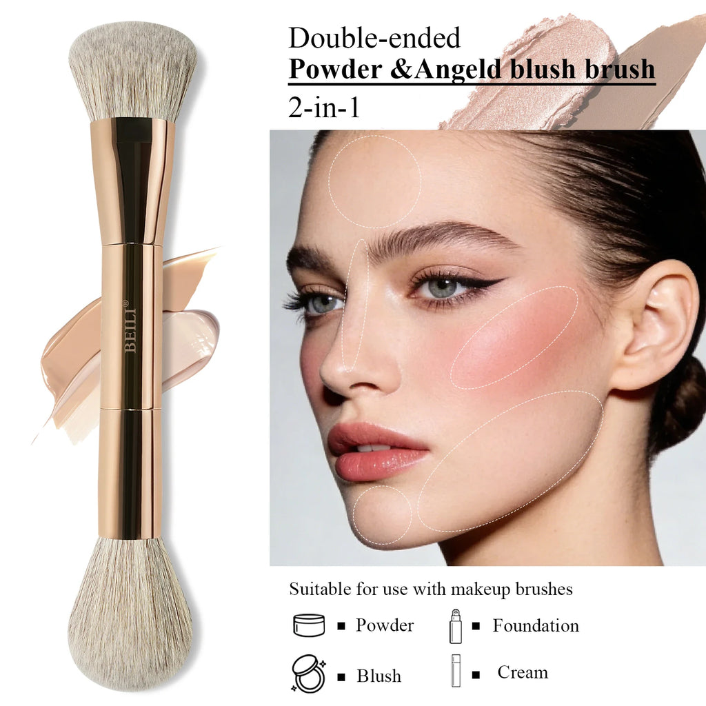 Makeup Brush Set Double-Sided Makeup Brushes for Foundation Contour Blush Blending Eyebrow and Eye Shadow Fiber Bright Cyan