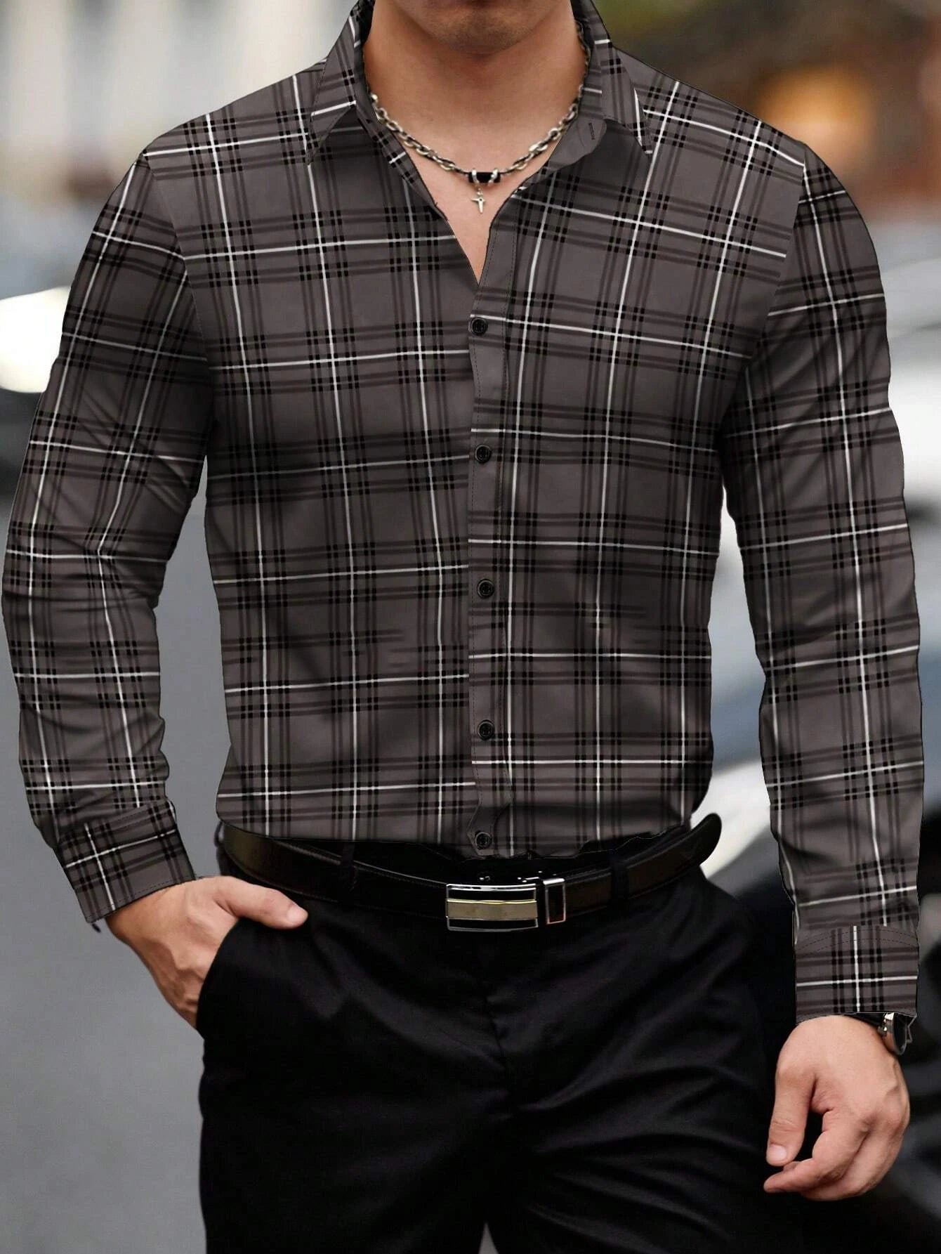 Men's long-sleeved Shirts Casual Shirts Plaid multi-color Pattern Shirts Retro Shirts Autumn And Summer long-sleeved Shirts