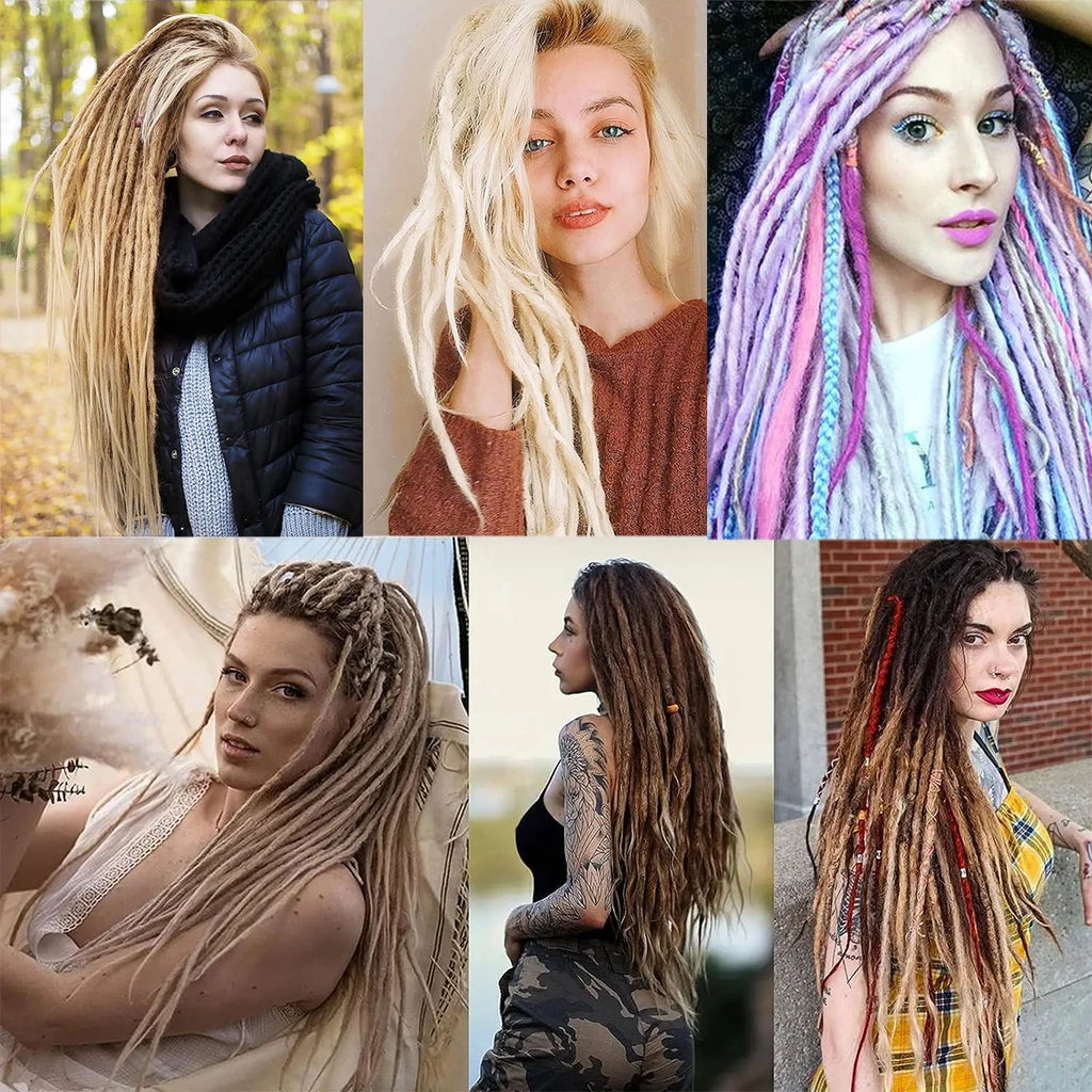 Dreadlock Extensions Handmade Crochet Hair Synthetic 24 36 Inches Dread Extension Crochet Braids For Women Dreadlocks Hair