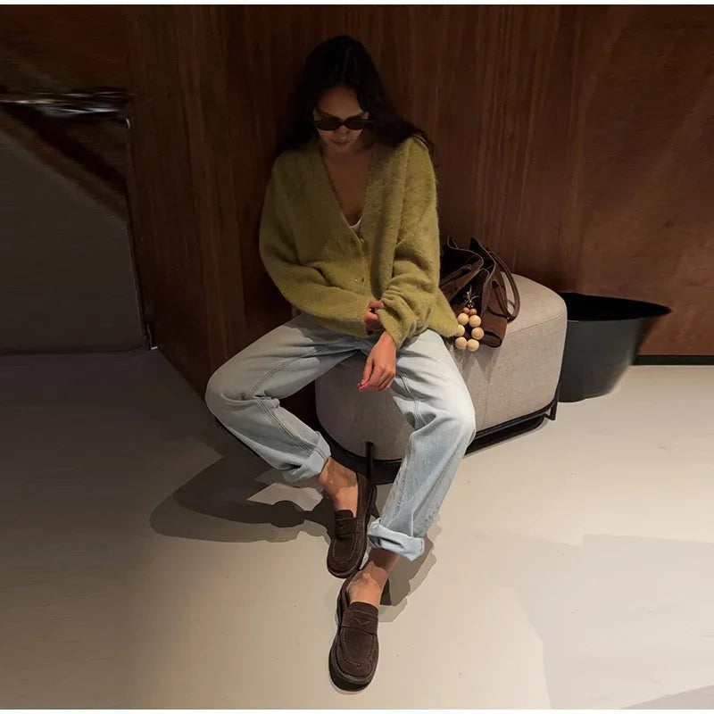 Casual Knitted Solid Cardigan Women Elegant Full Sleeve Single Breasted Sweater Female 2026 Autumn All-match Sweaters Lady
