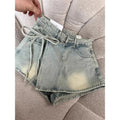 Retro denim skirt women's summer new high-waisted hip-wrapped a-word short skirt pants