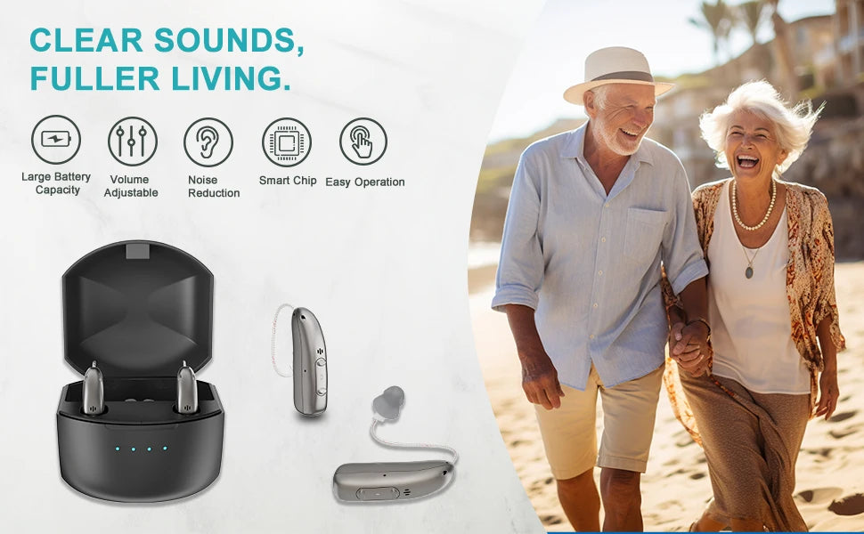 Rechargeable Hearing Aids Digital Hearing Aid for Deafness Elderly APP Control Sound Amplifier Bluetooth Hearing Aids Audifonos