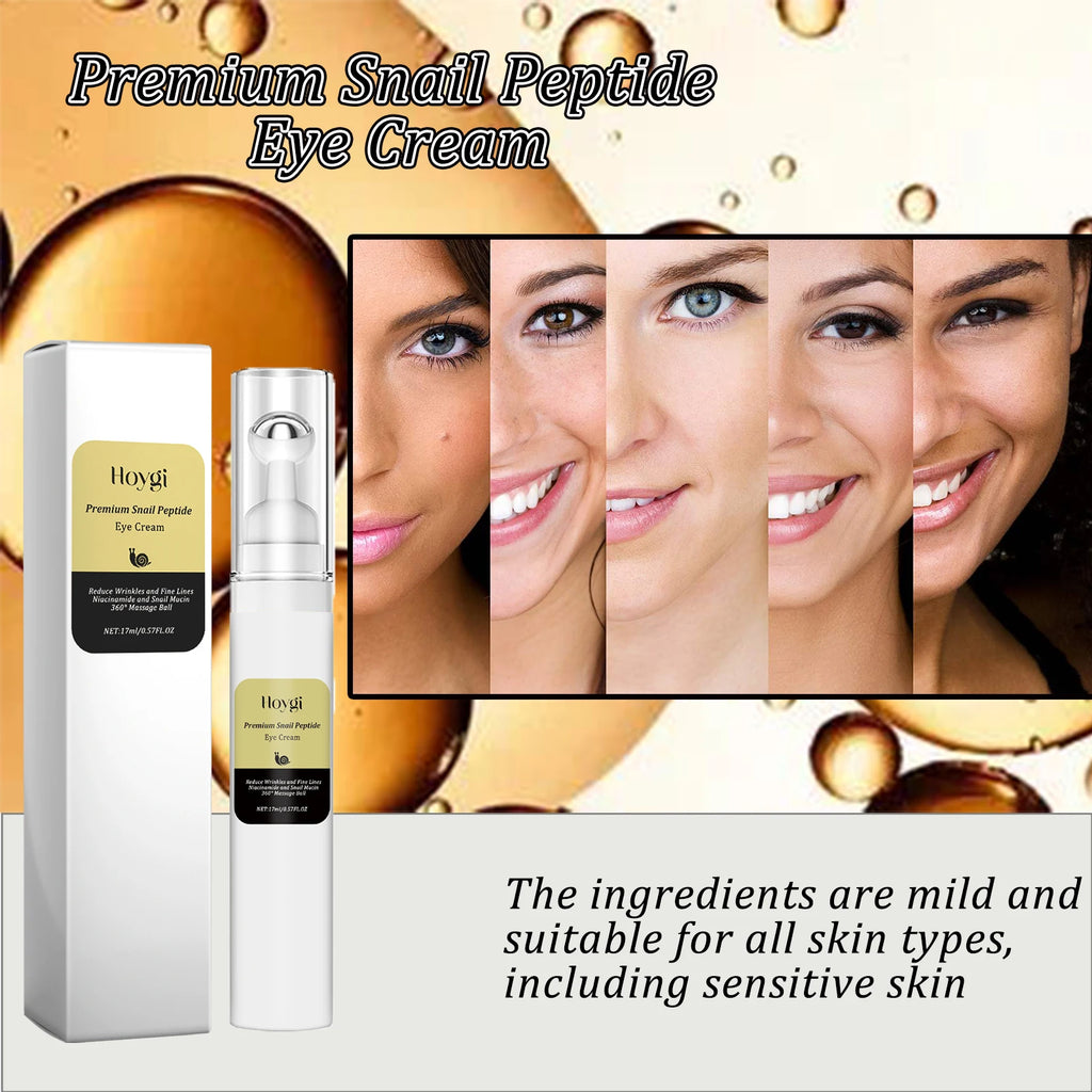Snail Peptide Eye Cream Remove Eye Bag Anti-Puffiness Fade Dark Circle Firming Skin Roller Massage Nourishing Care Eye Cream