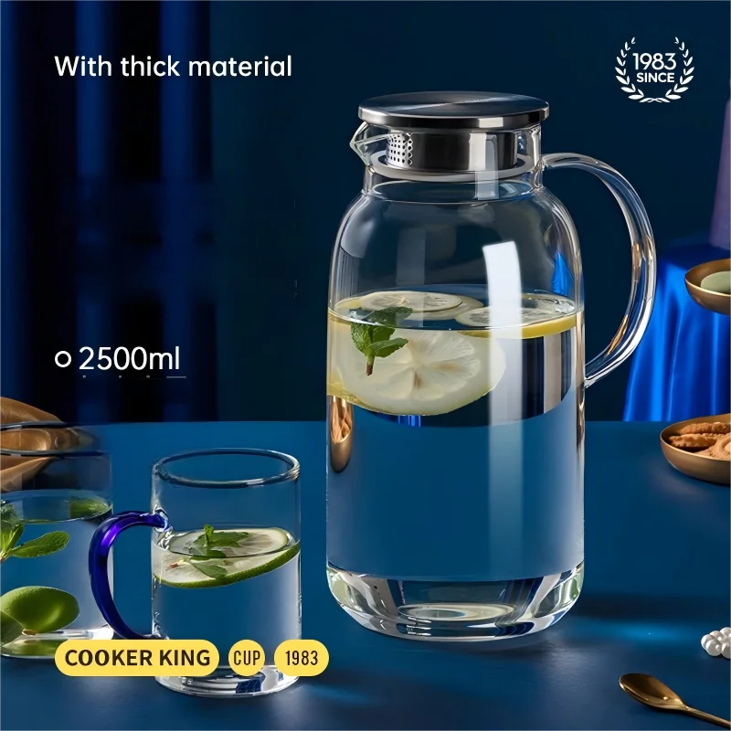 COOKER KING 1.8/2.5L Glass Water Kettle High Borosilicate Glass Large Capacity Teapot High Temperature Resistance Office Use