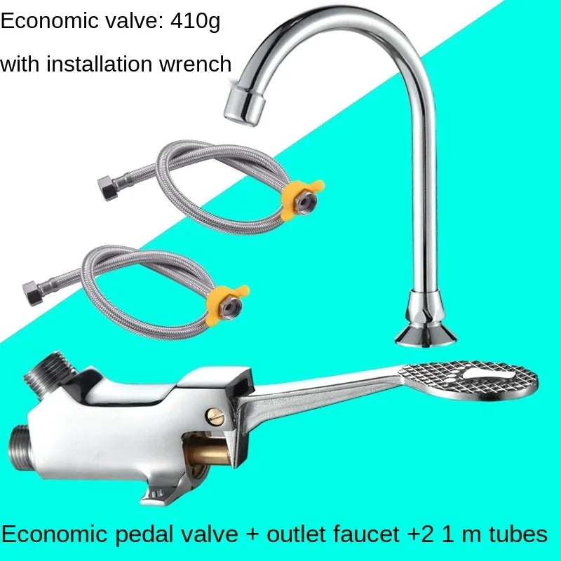 Foot-operated Faucet Brass Hospital Laboratory Food Factory Basin Foot Valve Single Cold Foot Faucet  Kichen  Water Faucet
