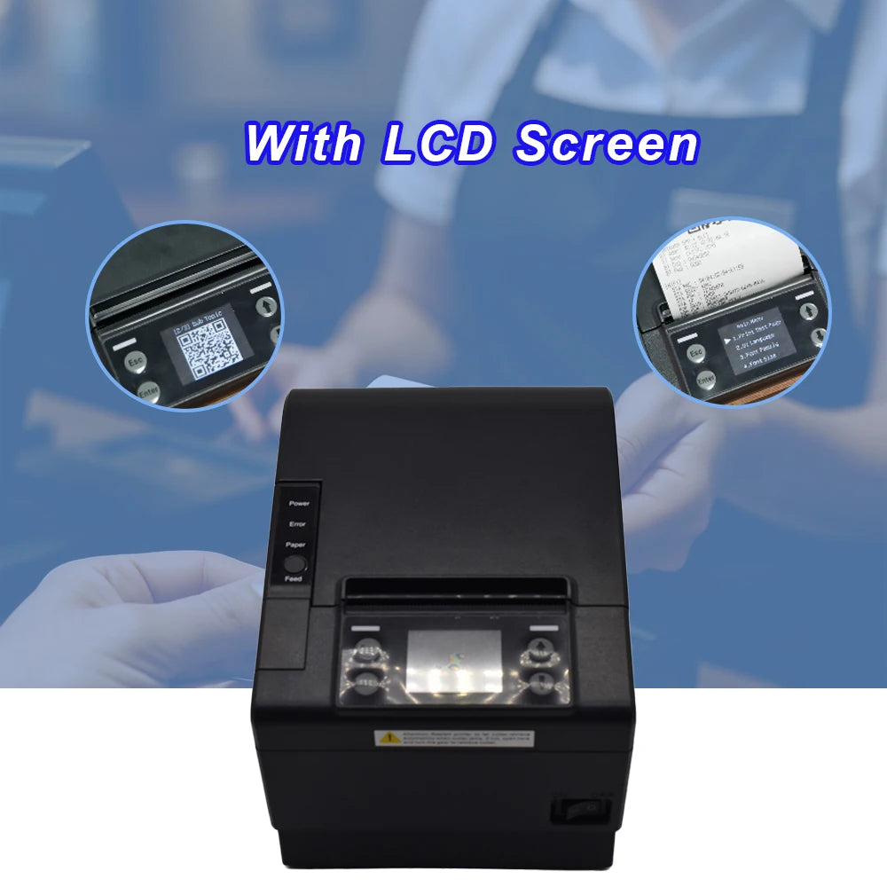 80mm POS Thermal Receipt Printer with Auto Cutter Wireless Bluetooth MQTT Cloud Bill Printing Machine