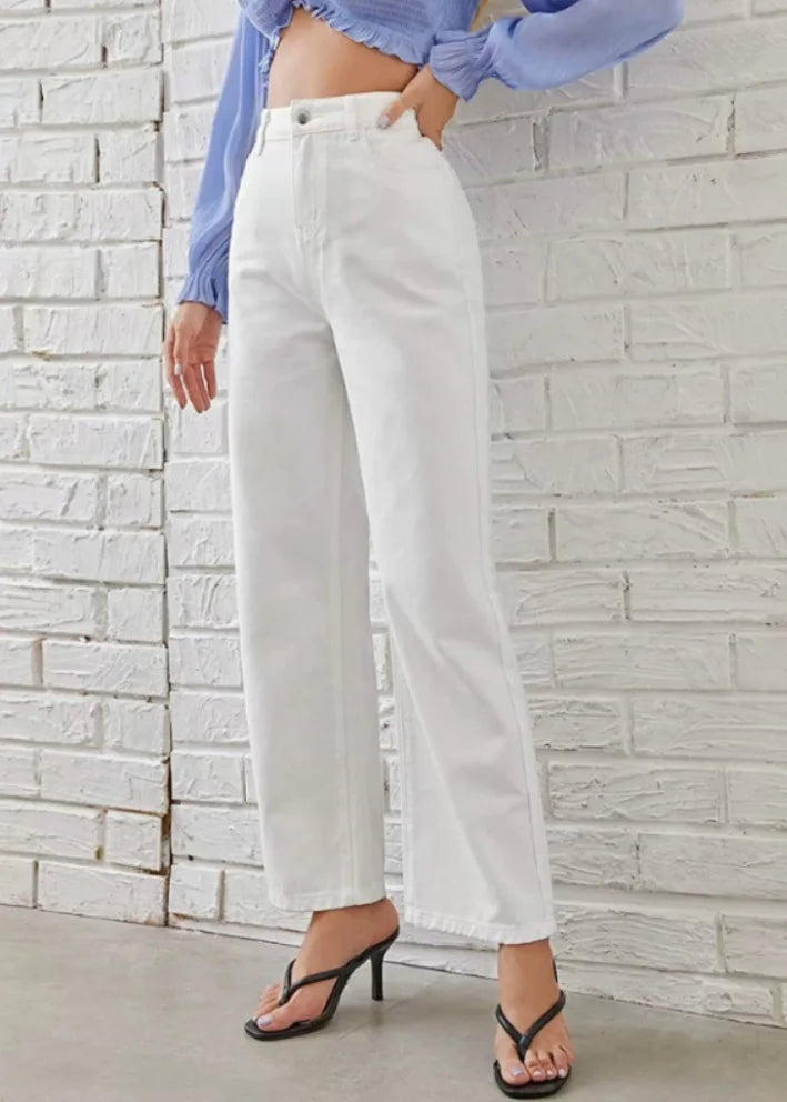 Women High Waist Black Washed Wide Leg Jeans Straight Denim Pants Casual Baggy Jeans Fashion Streetwear Trousers