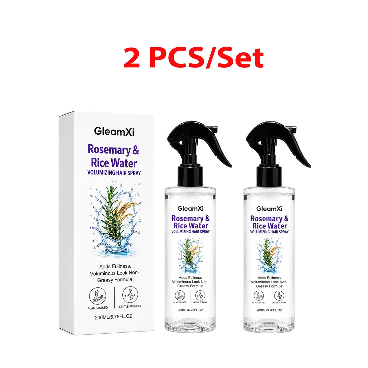 Rosemary Rice Water Volumizing Hair Spray 200ml Lift Hair Roots Adds Fullness Smooth Frizzy Hair Lightweight Non Greasy