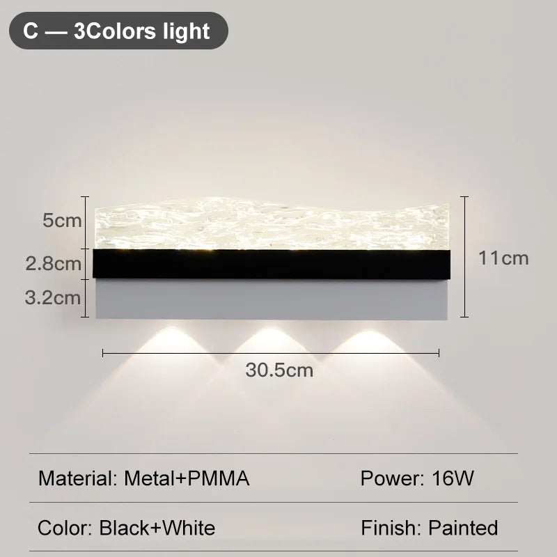 16W Creative Acrylic Textured Led Wall Light Bedroom Living room Aisle Light Long Strip New Design Art Decorative Ambient Light