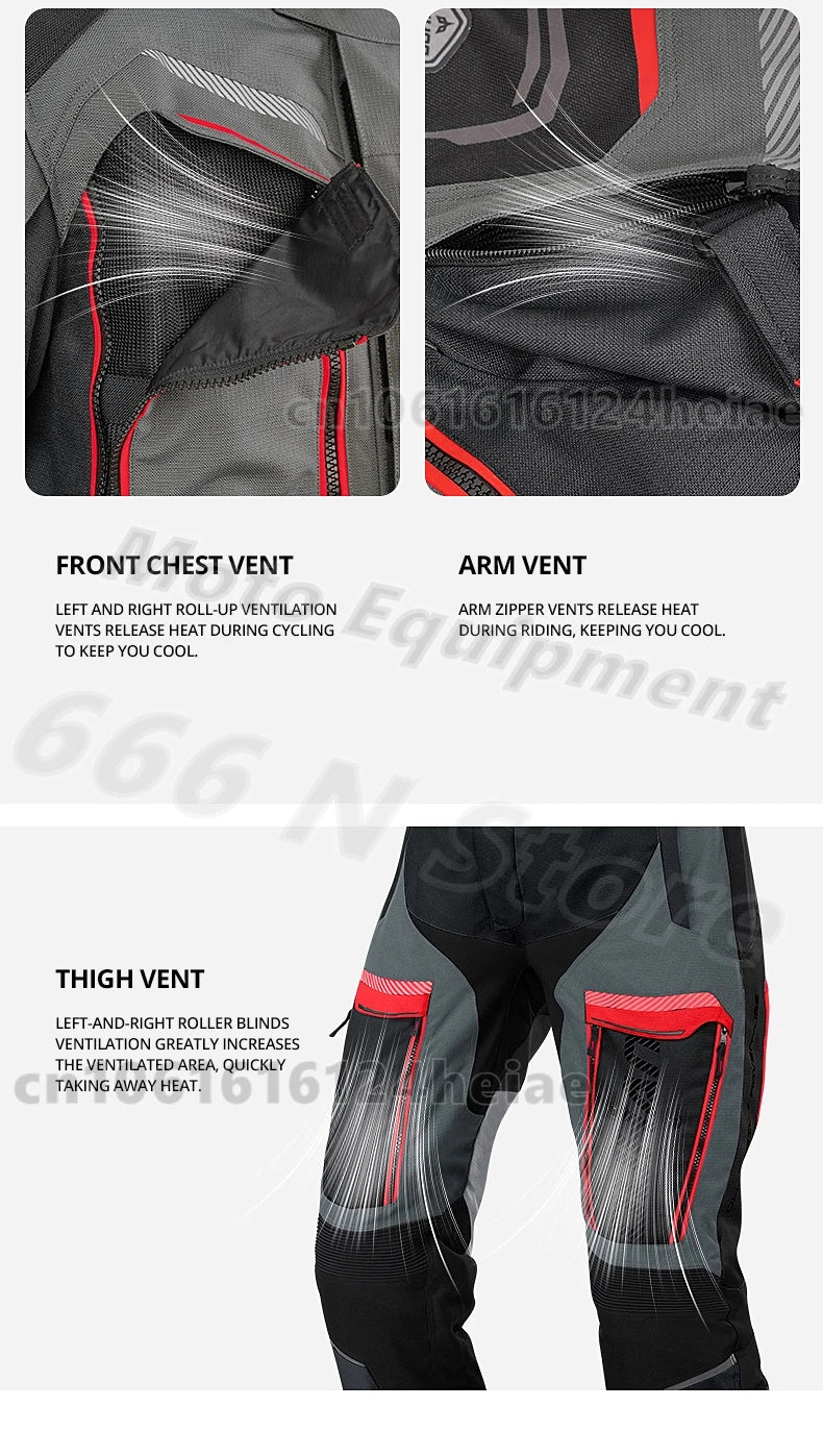 Waterproof Motorcycle Jacket and Pants Suit with CE Level Fall Protection Motocross Riding Gear for All Weather Conditions