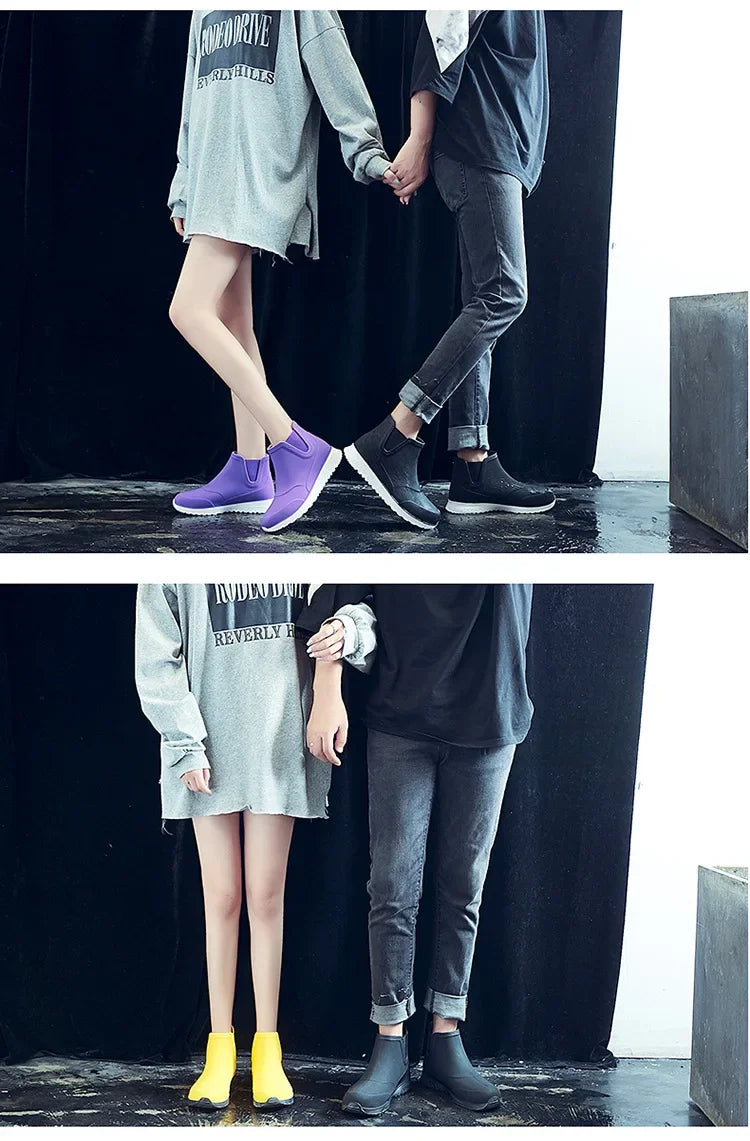 Rain Shoes for Lovers Rubber Shoe Platform Ankle Boots Autumn Winter Slip on Booties Boots for Men Waterproof Work Botas Hombres