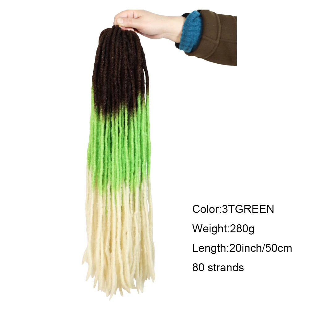 20 Inch Ombre Pro Locks Crochet Hair Extensions Soft Synthetic Dreadlocks 40 Stands Pack Women's Braiding Hair