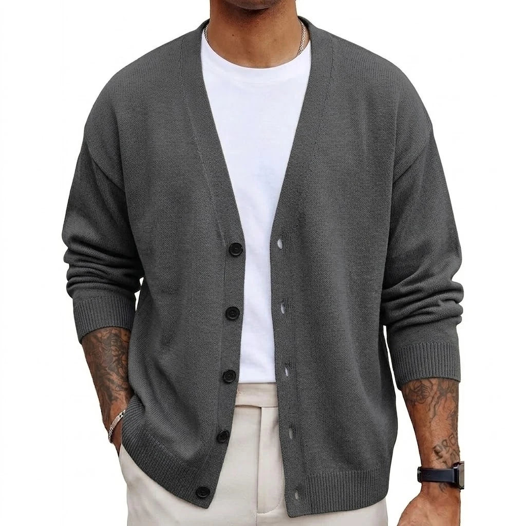 Autumn Men's Long Sleeve Knit Cardigan Sweater Solid Color Button Down Casual Warm Knitted Jacket for Winter Outwear Streetwear