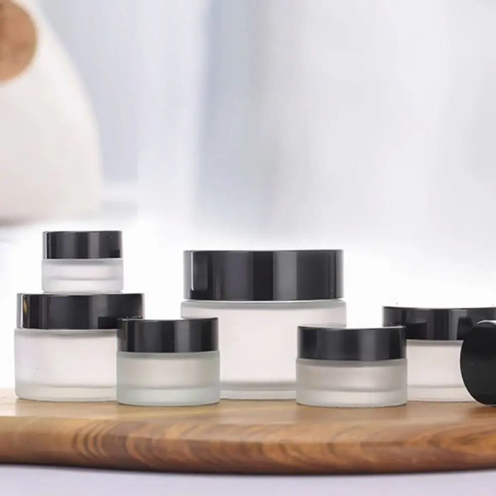 5-50g Frosted Glass Cream Jar Silver/Gold/Black/White Liquid Foundations Face Cream Bottles Eye Shadow Lip Balm Makeup Jar