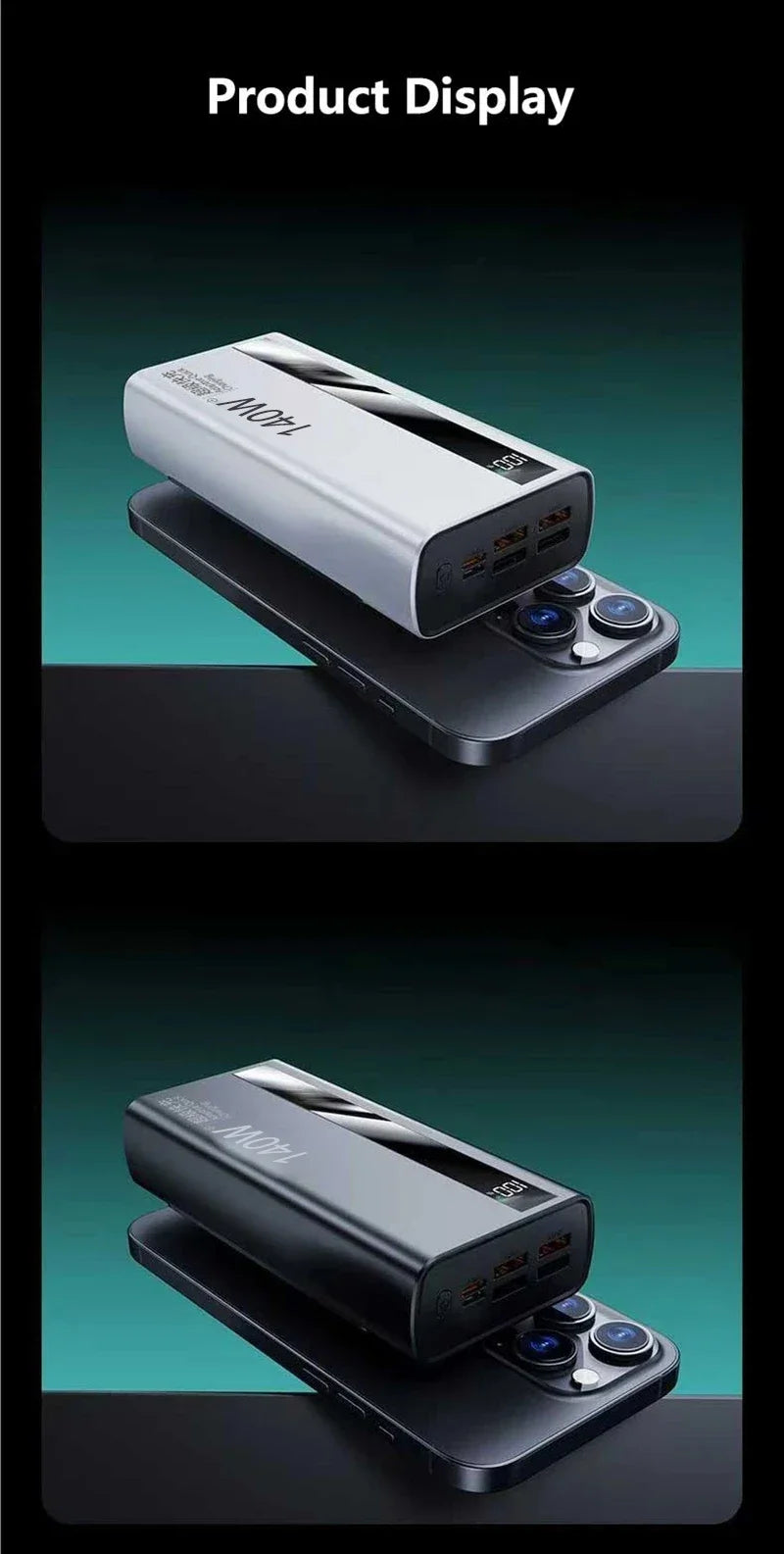 Lenovo Ultra Capacity 500000mAh 140W Super Fast Charging CCC LED Digital Display Portable Battery Charger Powerbank