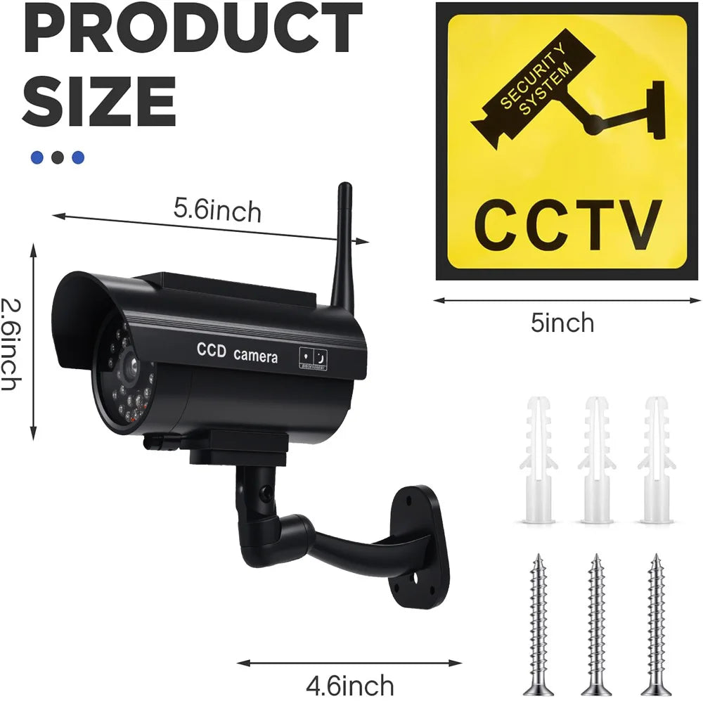 Mini Solar Powered Waterproof Fake Camera With Antena Dummy CCD Security Camera Home Yard Office Security System Scare Theft