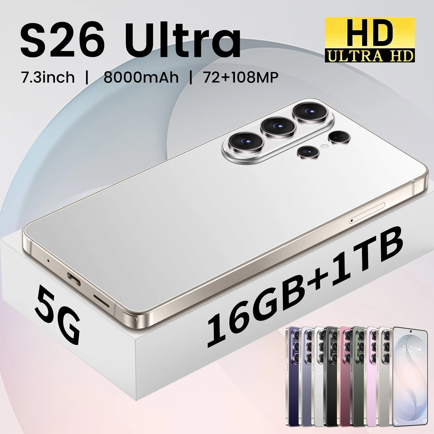 2026 NEW Global Version S26 Ultra 4G 5G Dual Card Dual Standby System Original Intelligent 7.3inch 8000mAh Battery Arrival