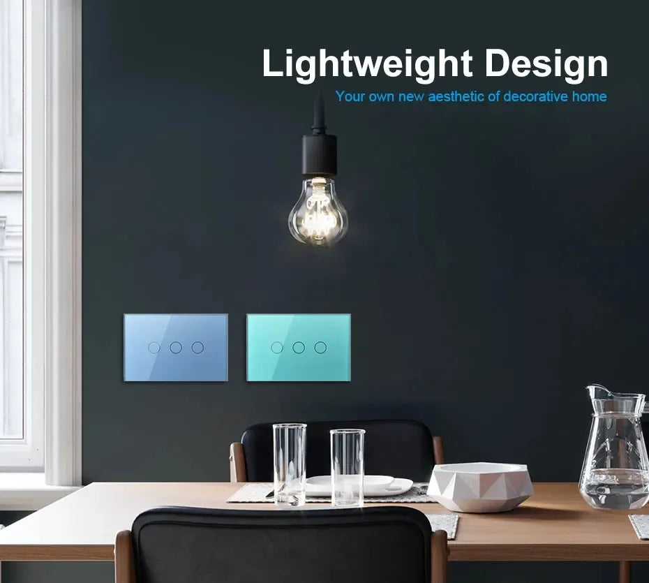 New Livolo US/AU Fashion Electrical Touch Screen Switches 1 Gang 2 Way Wall Light Switch Tempered Crystal Glass Panel,110V-240V