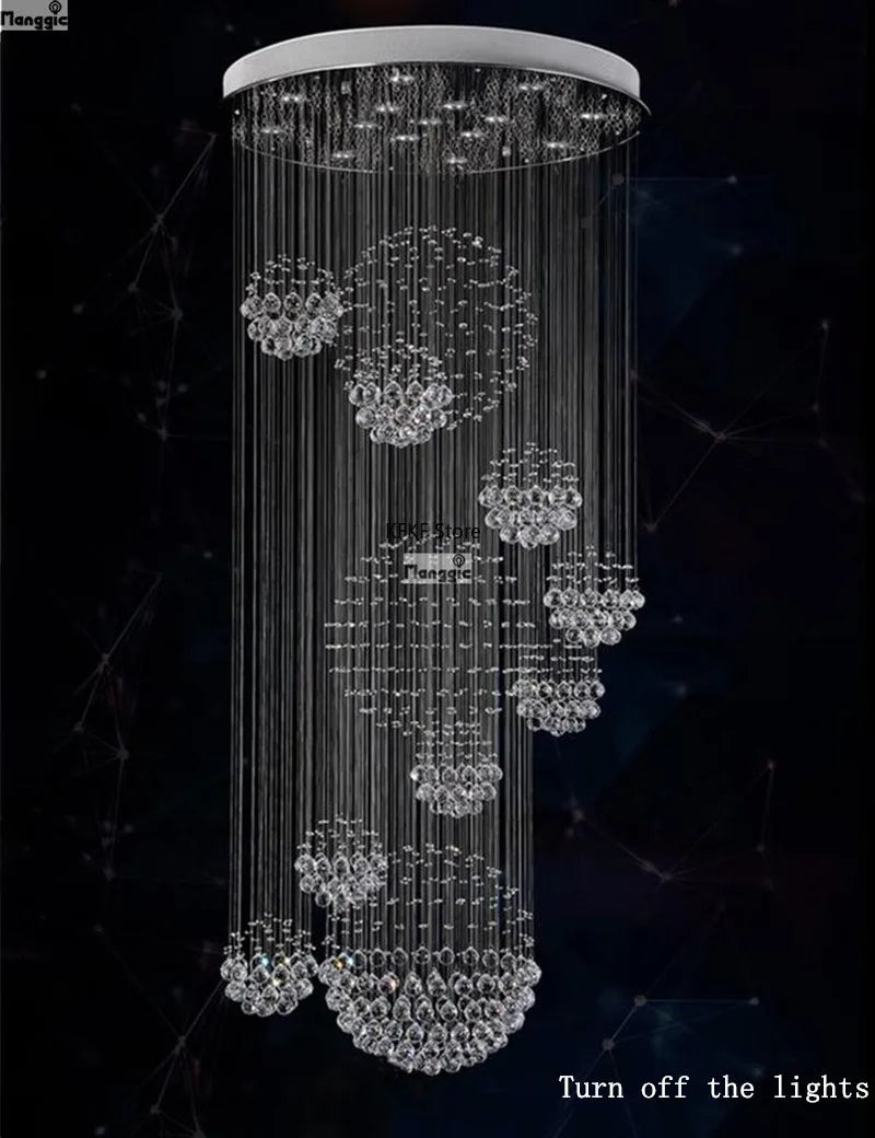New Modern Crystal Led Chandelier Item Large Villa Salon Ceiling Lights Hotel Kitchen Staircase Living Room Decor Pendant Lamp