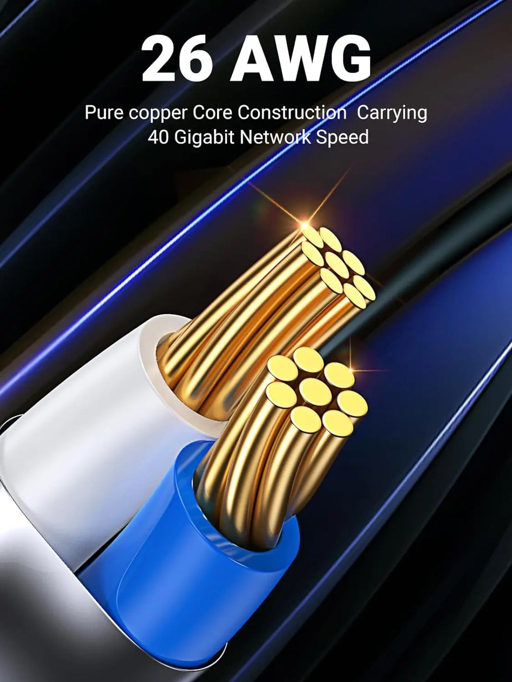 Cat 8 Ethernet Cable, High Speed Braided 40Gbps 2000MHz Network Cord RJ45 Cable Compatible for Gaming Cat7 Cat6a Cat6 Cable