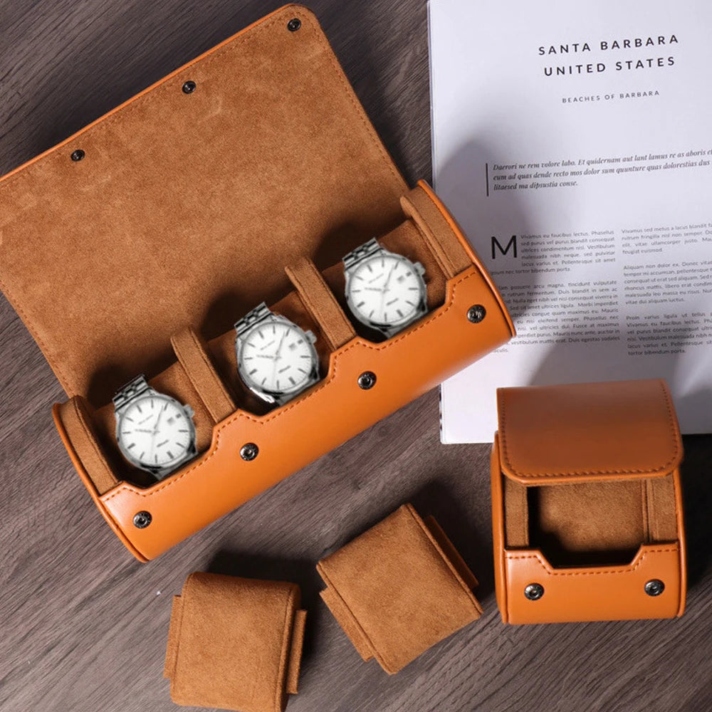 6 Watch Travel Cases for Men Watch Roll 6 Slots Travel Multifunctional Watch Display Box Cabinet Christmas Gift For Man Woman