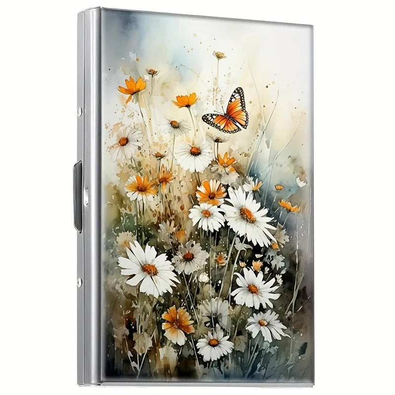 Double-sided color printing 6-card stainless steel RFID anti-theft credit card holder with swipe function