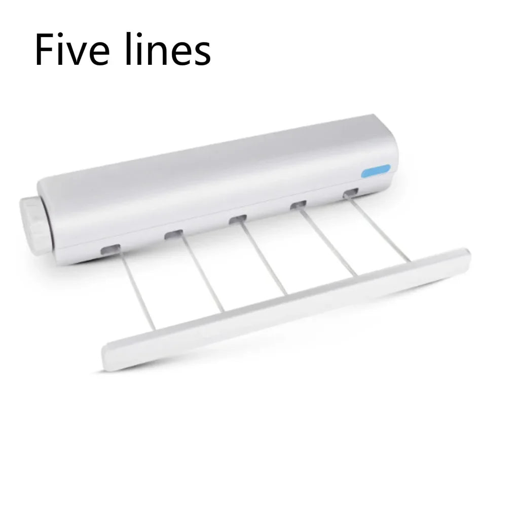Spring automatic retractable four or five lines clothesline drying rack towel with hooks flexible laundry hanger