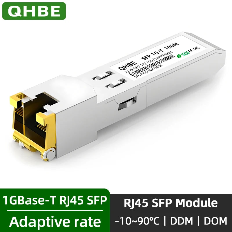 1G RJ45 To SFP Module Adaptive rate Copper SFP Transceiver For Mikrotik/Cisco Switch Plug and Play 1000BASE-T RJ45 SFP Module