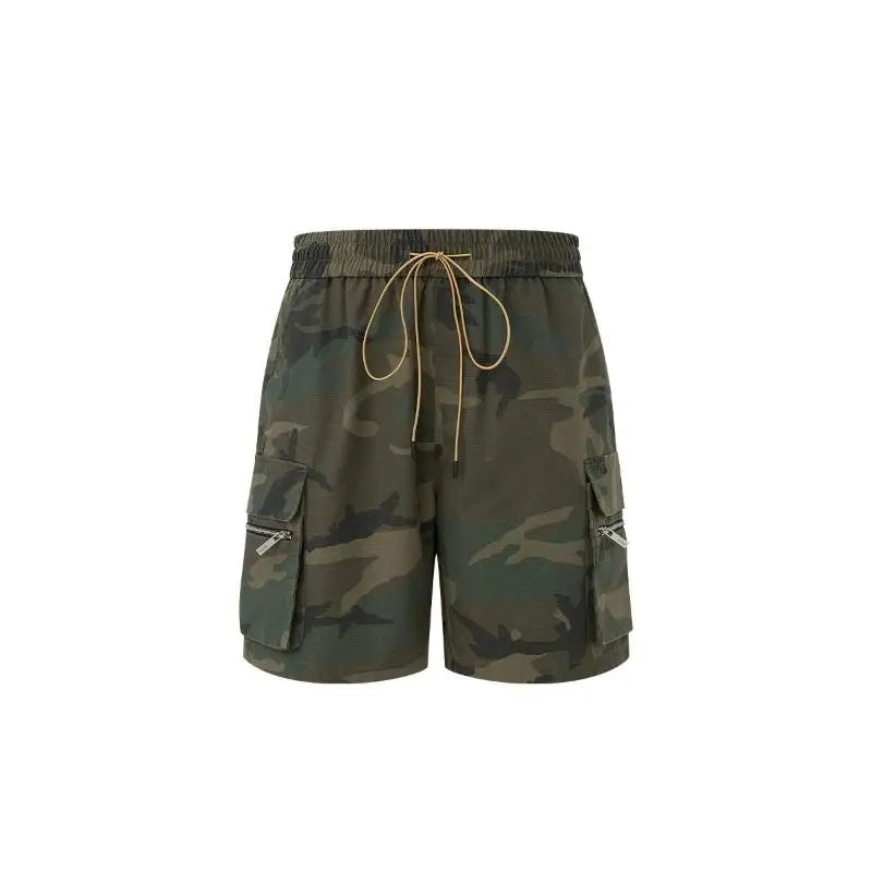 Mr. WH Camouflage Workwear Shorts Men's American Trendy Brand Casual Drawstring Sports High Street Straight Five-Quarter Pants