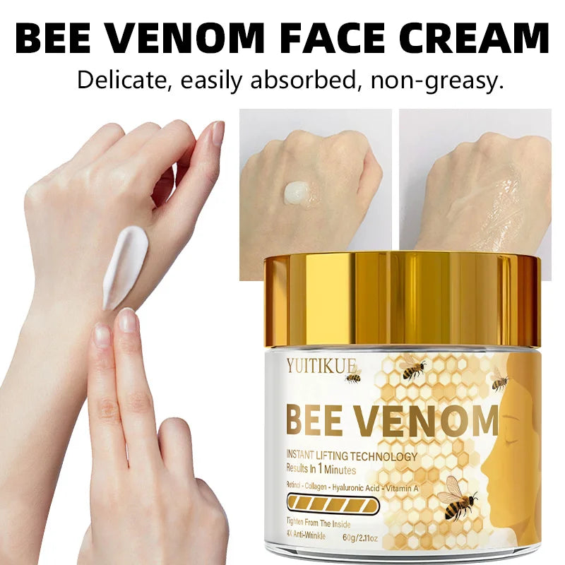 YUITIKUE Bee Venom Instant Lifting Cream 60g with Retinol Collagen Hyaluronic Acid Vitamin A Anti-Aging