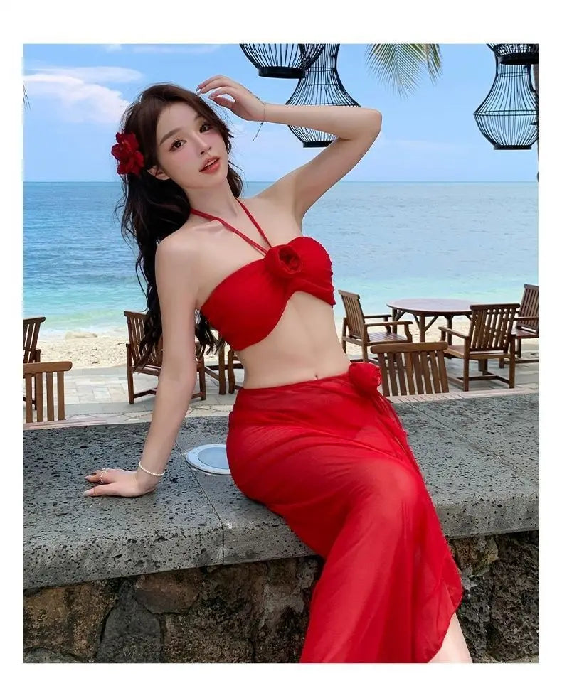 Bikini Set Invisible Push Up V Cut Small Large Bust Swimwear Summer Getaway Slimming Sexy Pure Chic Influencer Beach Resort