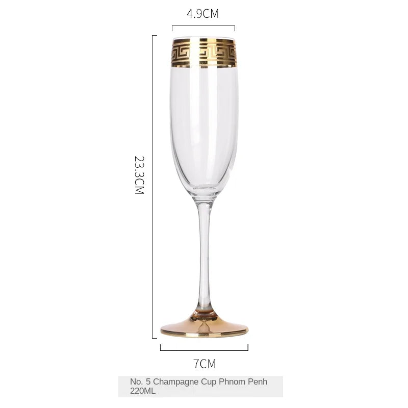 Phnom Penh Silver Rim European Glass Brandy Champagne Glasses Tall Wine Glasses Crystal Wine Glasses Table Household Glasses