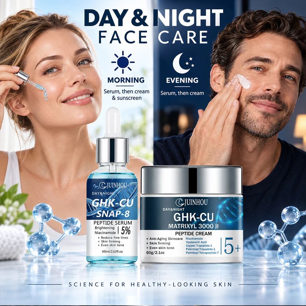 JUINHOU Face Serum Cream Set Blue Copper Peptide SNAP-8 Matrixyl 3000 II Anti Aging Makes Skin Youthful For Mature Facial Skin