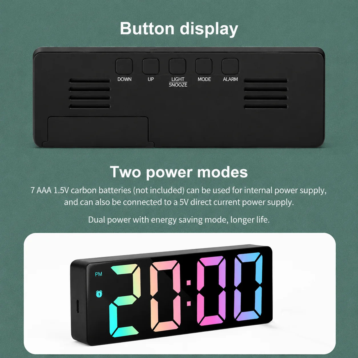 Modern LED Mirror Alarm Clock, Electronic Digital Clock, RGB Silent Non-ticking, Modern Bedroom Dorm Decor