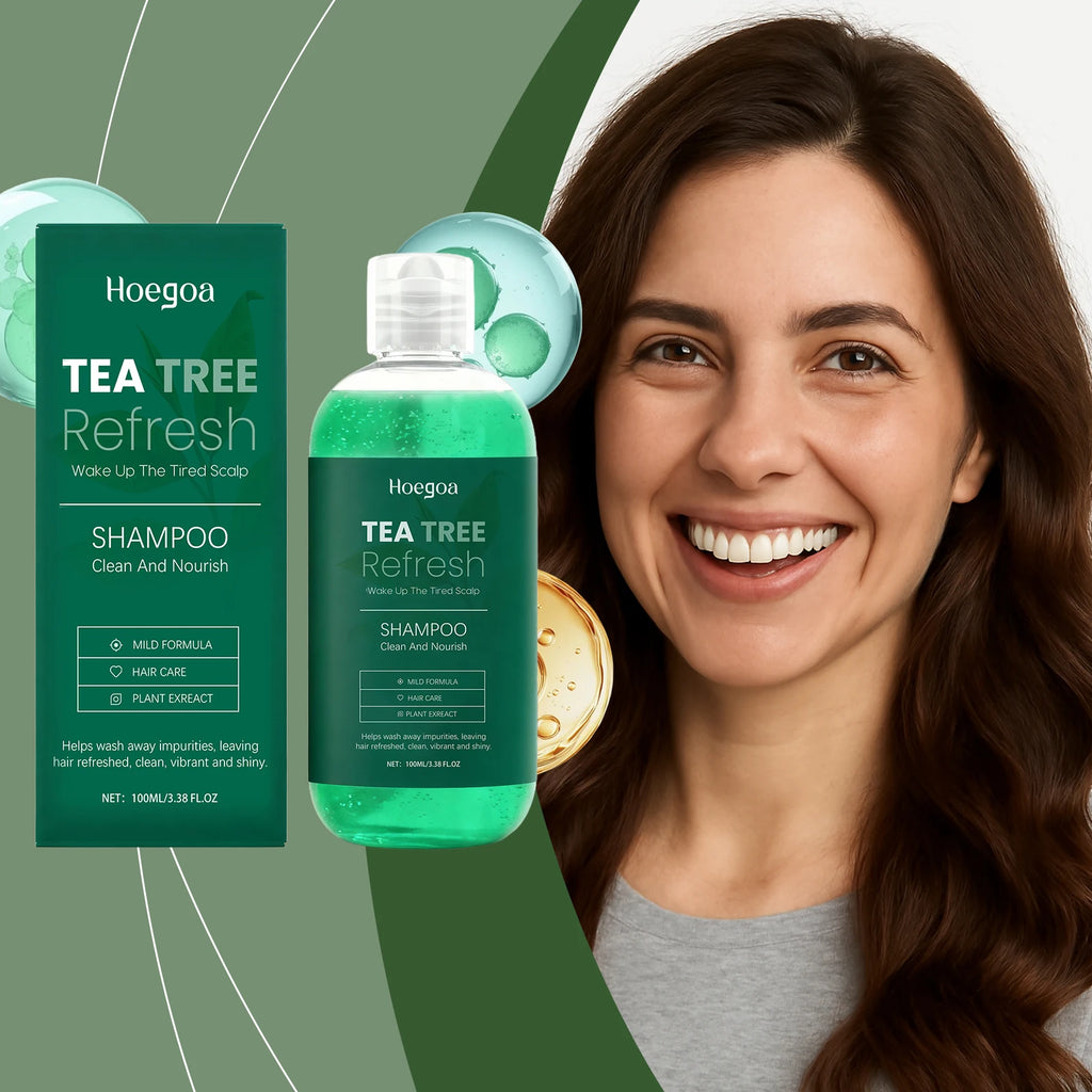 Tea Tree Essenti Al Oil Shampoo Repair Dry Damaged Reduce Dandruff Nourish Hair Cleansing Scalp Refreshing Oil Control Shampoo