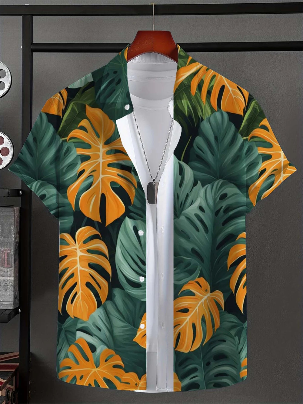 Leaf Tropical Men's Shirt Resort Hawaiian 3D Printed Shirt Outdoor New Vacation Beach Summer Turndown Short Sleeve Hawaii Shirts
