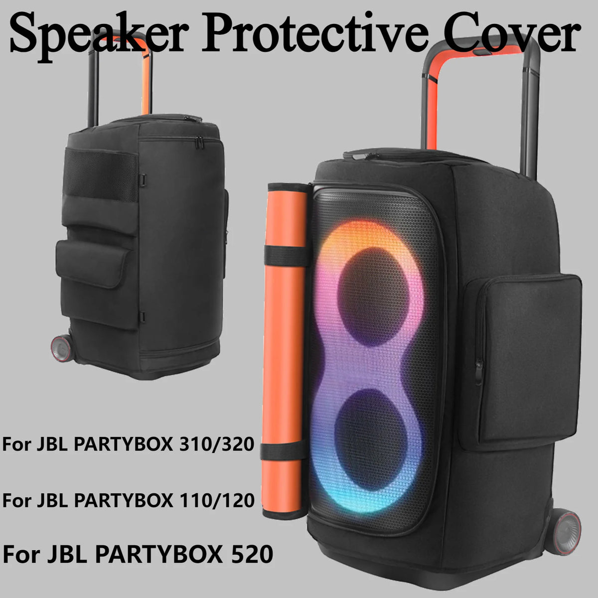 Portable Speaker Dust Case with Mic Pocket Double-Sided Speaker Storage Bag Wear Resist for JBL PARTYBOX 520/110/310/320 Cover