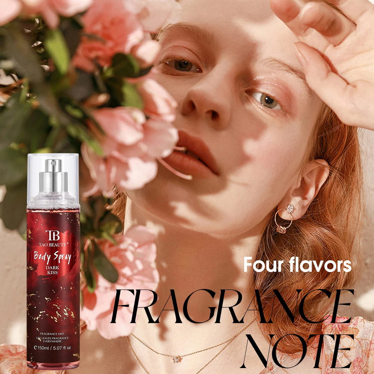Plant Floral Car Perfume Spray, 150ml Long Lasting Body & Car Air Freshener, 4 Scents Vanilla Coconut/Rose/Lily/Dark Kiss, Auto