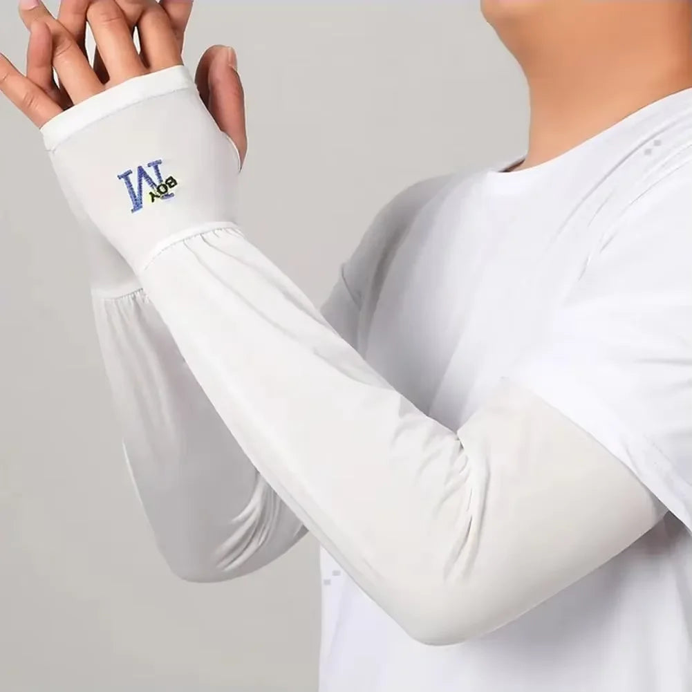 1 Pair Mens Ice Arm Sleeves Sunscreen Elastic Driving Gloves Outdoor UV Protection Arm Cover Sleeves Lightweight Cool Muff New