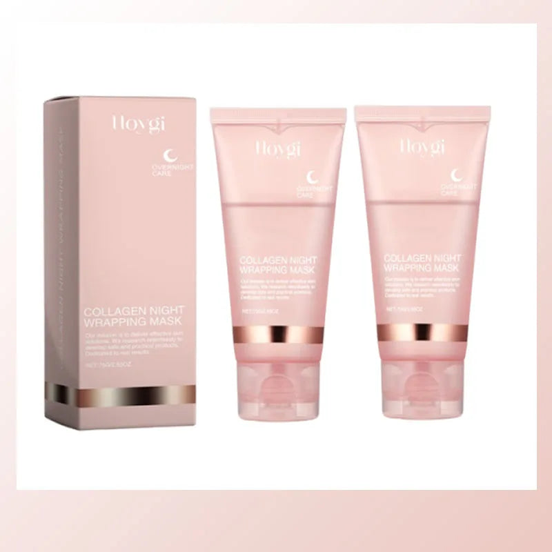Collagen Overnight Wrapping Peel Off Facial Mask Set Korean Collagen Night Wrapping Mask Deeply Hydrates Night Care Mask Cream