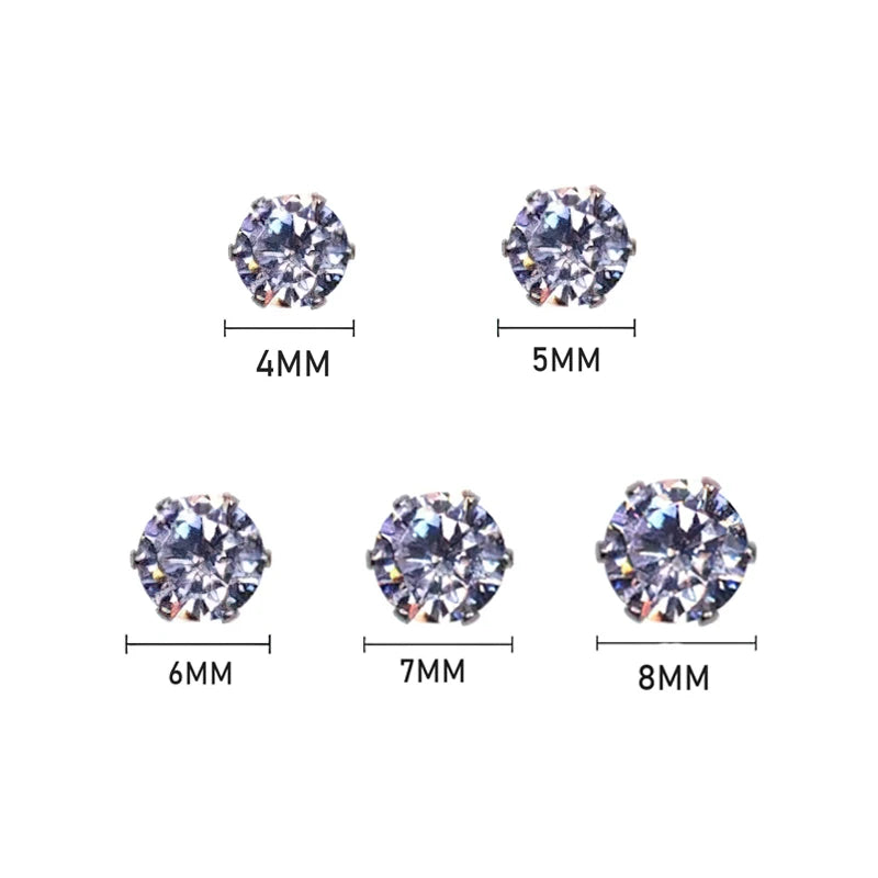 5/1pcs Magnetic No Piercing Required Earrings Adjustable Size Clip on Earrings 6-Prong Royal Crystal Design Perfect for Ear Bone
