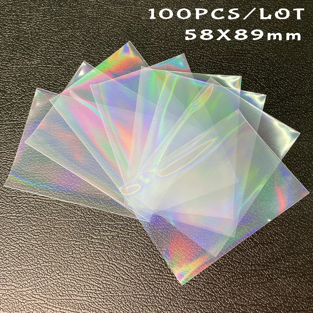 100pcs Board Game Card Sleeves Sweet Heart Foil Transparent Laser Clear YGO PKM Photo Kpop Protector Trading Cards Shield Cover