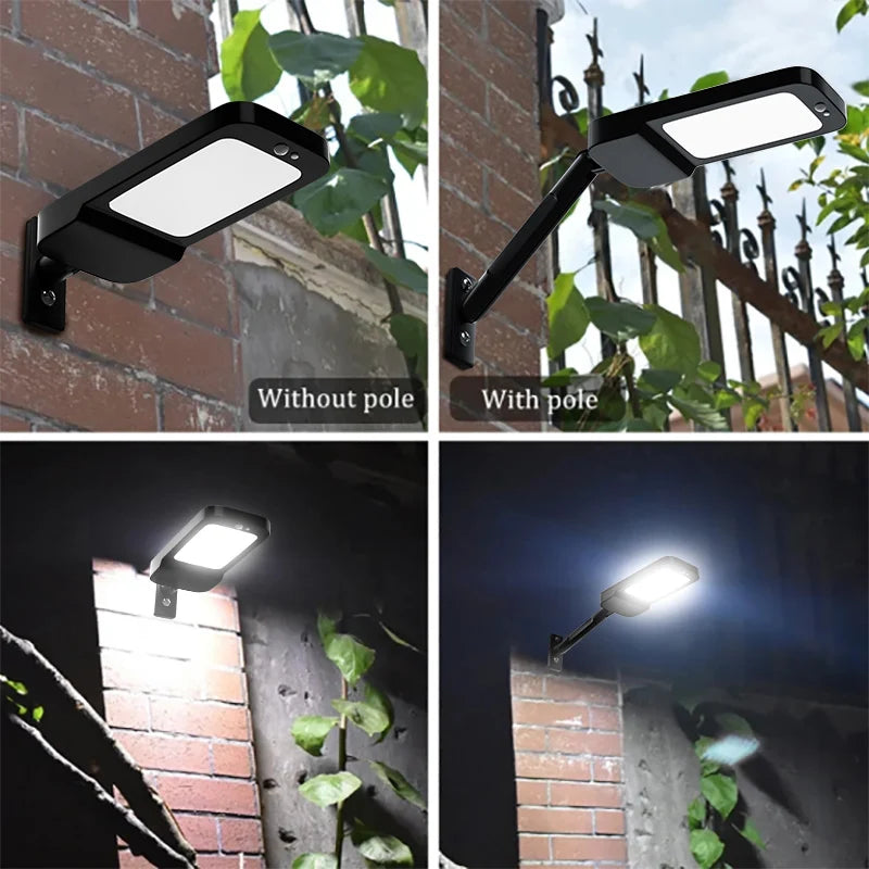 Outdoor Solar Lighting Lamp with Motion Detector - Solar Powered LED Lights in 4 Modes Security Flood Light for Garland And Wall