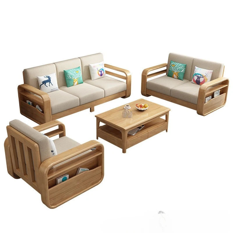 All solid wood sofa Nordic living room coffee table combination
