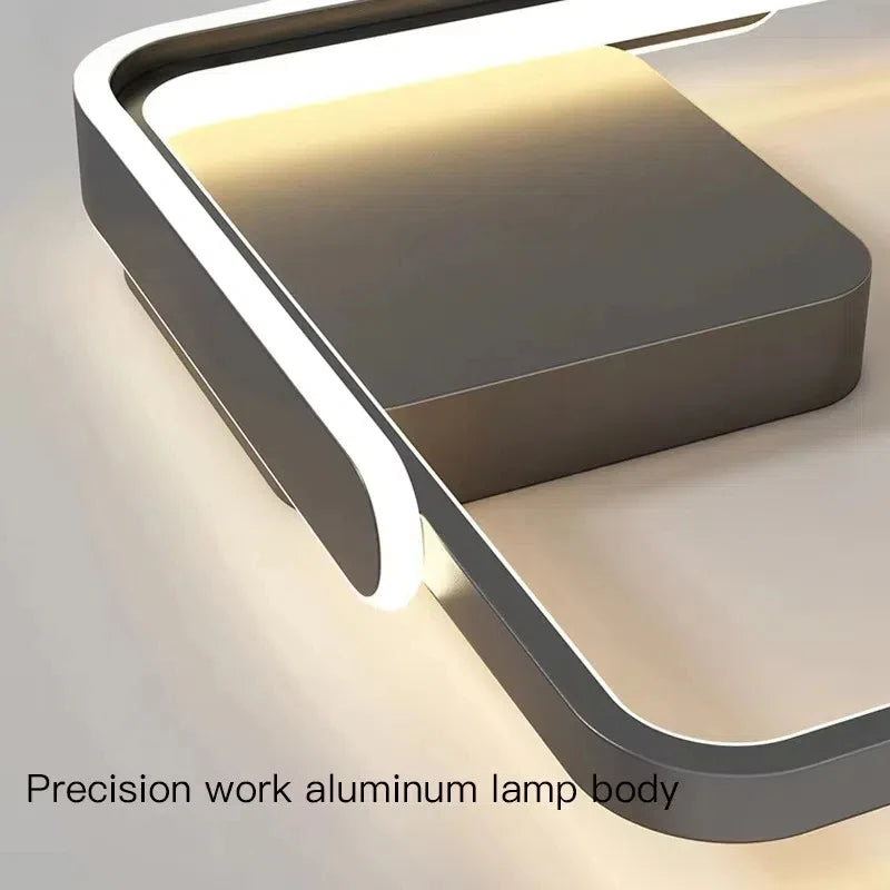 Modern Led Ceiling Light The Bedroom Black White Square Ring Lamp Living Room Study Nursery Indoor Lighting Fixture