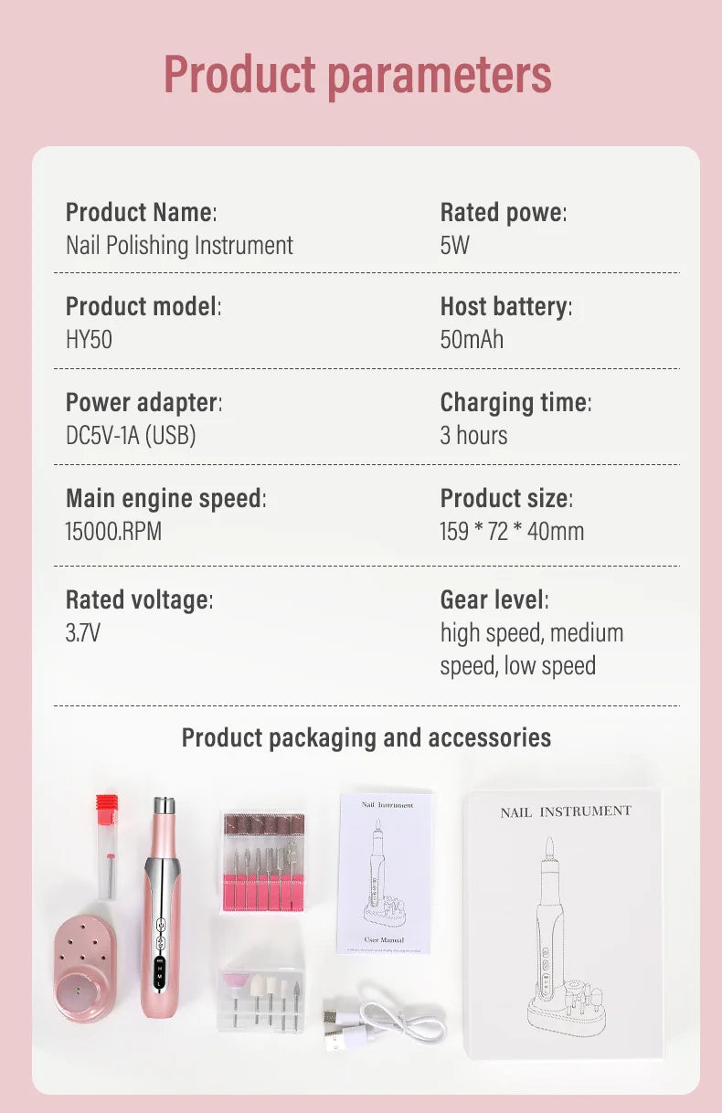 Portable Electric Nail Drill Machine, New Nail Polishing Machine For Shaping, Buffing, Removing Gel Nails, Multifunctional Manic