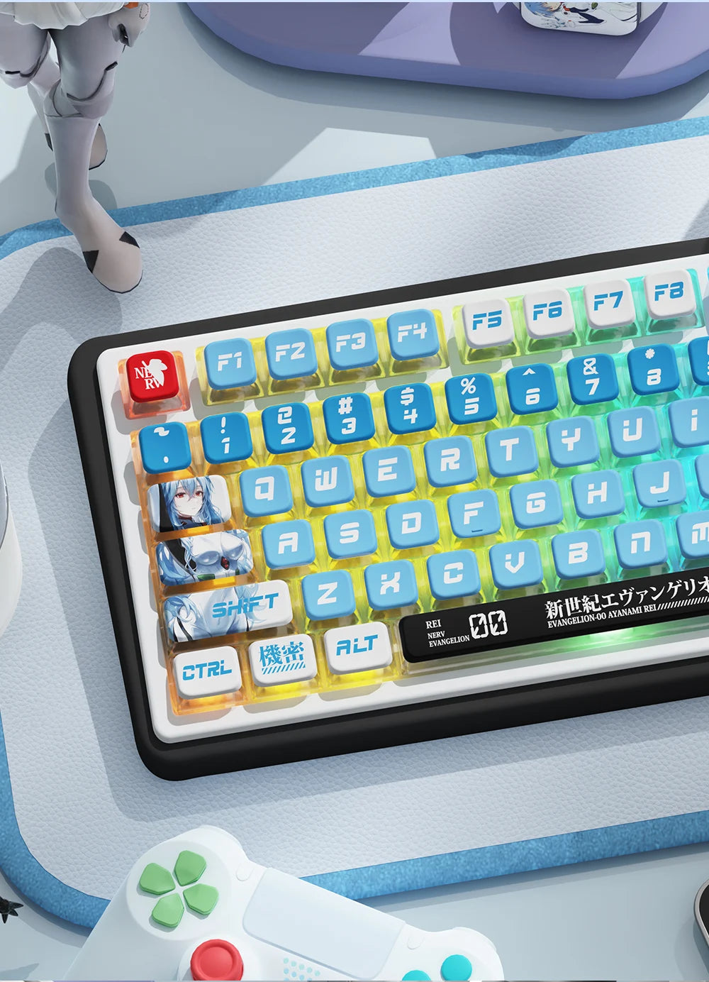 KYOMOT New EVA 01 00 02 08 Themed Anime Keycaps PBT Pudding MAS Profile Key Caps for MX Switch DIY Games Mechanical Keyboard Cap