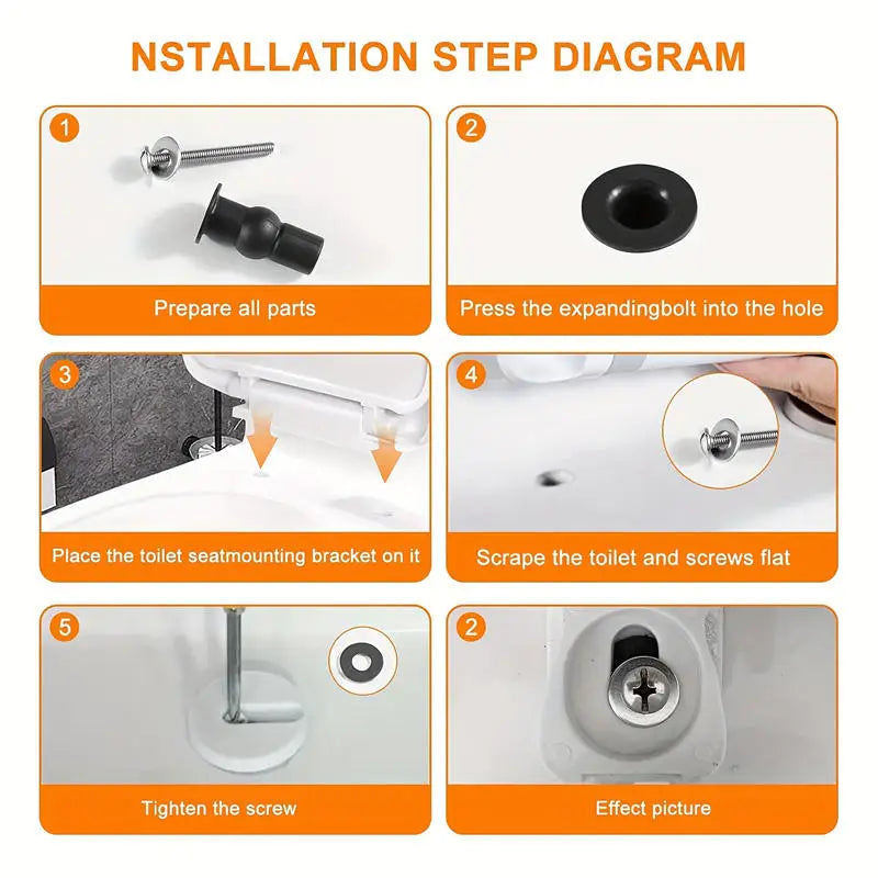 2/4pcs Expansion Screw Toilet Seat Top Fix Seat Hinge Hole Fixings Well Nut Screw Rubber Back To Wall Toilet Cover Accessories